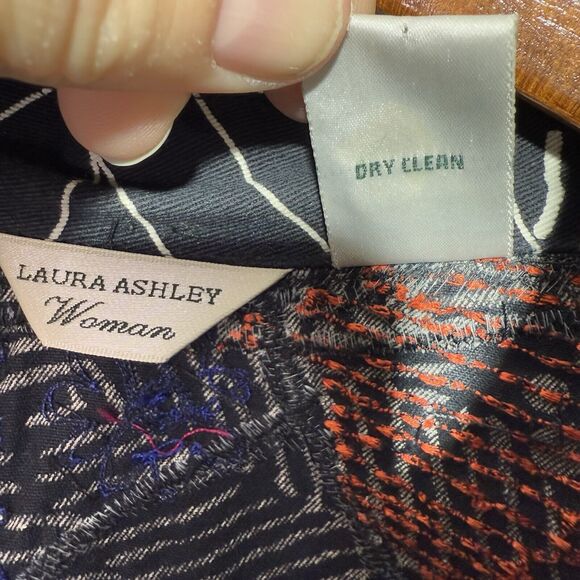 Laura Ashley Button Front Jacket Black Floral Embroidered Boho Women’s Size 3X - Picture 8 of 9